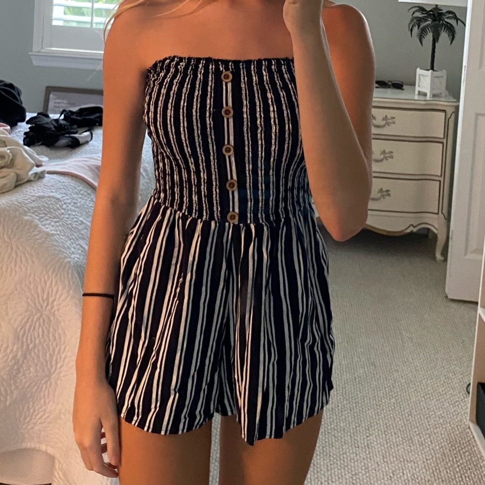 striped romper xs